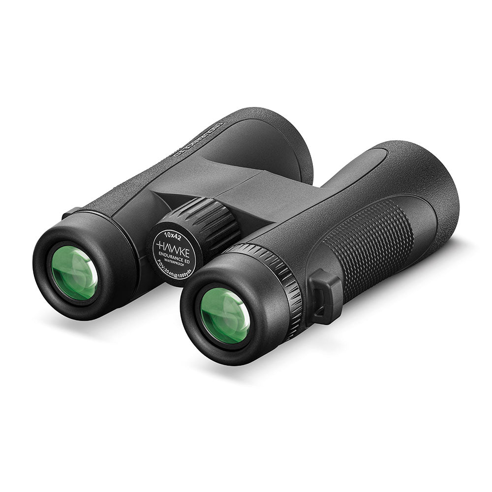 Hawke Endurance ED 10x42 binoculars in black - eyecups and focus wheel