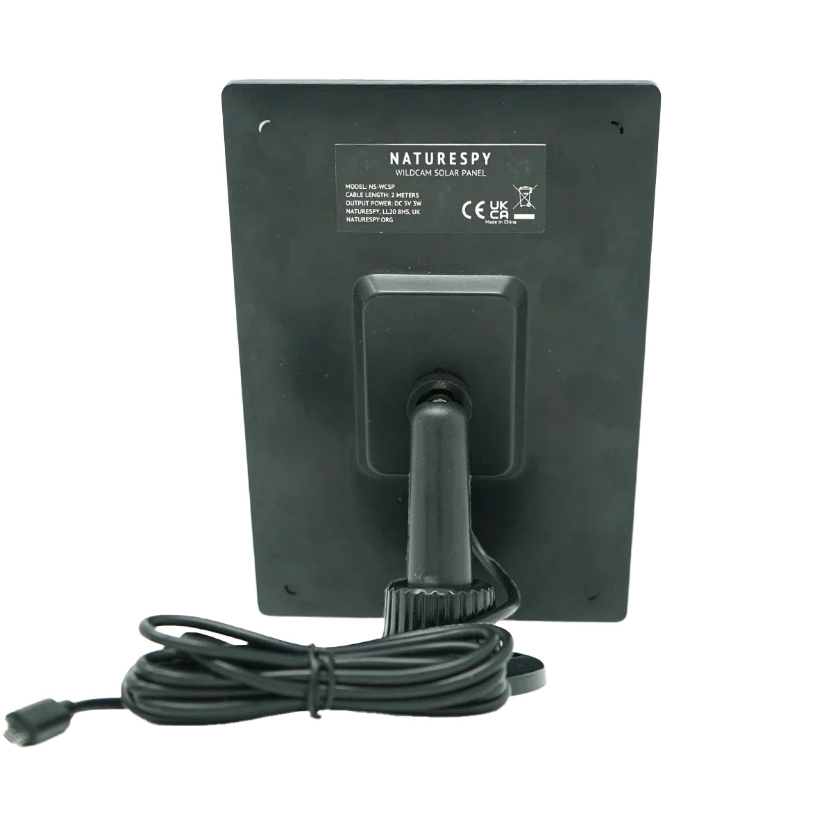 NatureSpy Solar Panel for WiFi Wildcam 2 and 3 back panel with model number and details